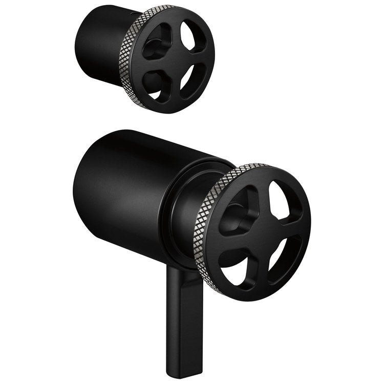 Handle Kit Litze Zinc 2 Wheel Matte Black/Brilliance Luxe Steel for TempAssure Thermostatic Valve with Integrated Diverter Trim
