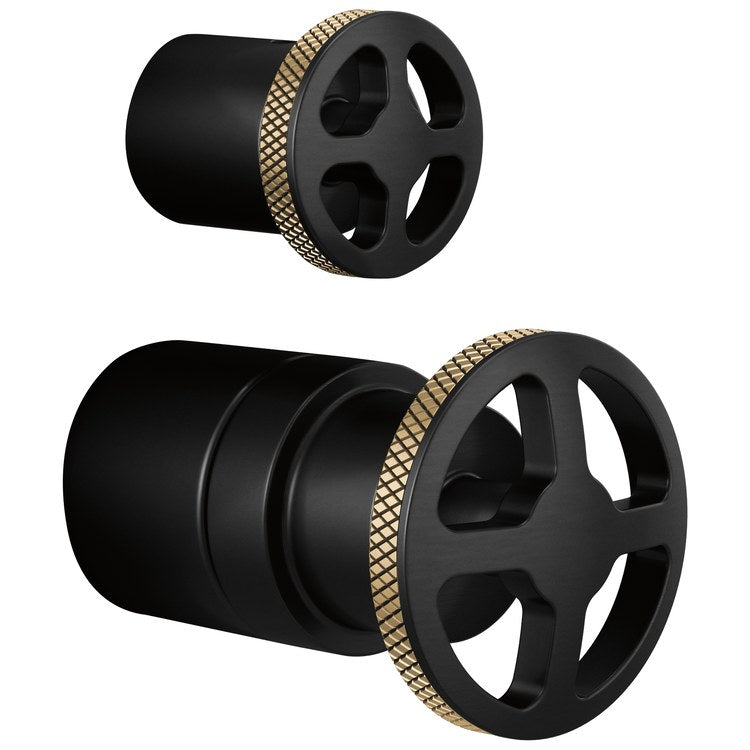 Handle Kit Litze Zinc 2 Wheel Matte Black/Brilliance Luxe Gold for Pressure Balance Valve with Integrated Diverter Trim - Image 1