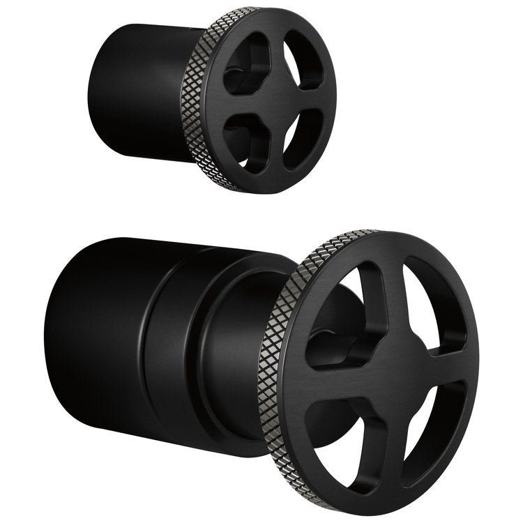Handle Kit Litze Zinc 2 Wheel Matte Black/Brilliance Luxe Steel for Pressure Balance Valve with Integrated Diverter Trim - Image 1