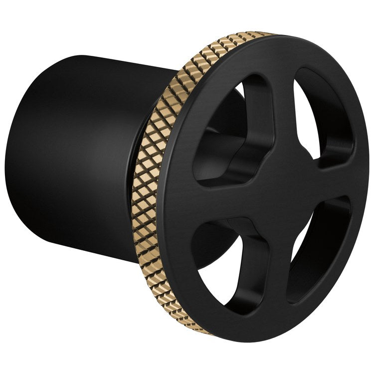 Handle Kit Litze Zinc 1 Wheel Matte Black/Brilliance Luxe Gold for 3/6 Function Diverter Trim - Image 1