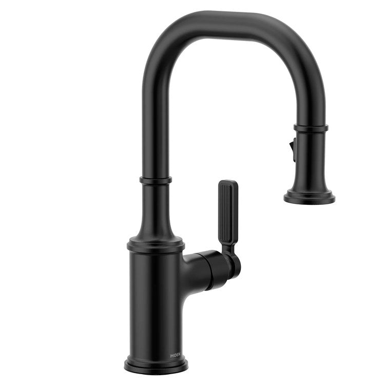 Bar Faucet Smyth 1 Lever ADA CALGreen Matte Black PowerClean/Duralock Quick Connect Pull Down High Arc 360 DEG Swivel 1.5 Gallons per Minute - Image 1