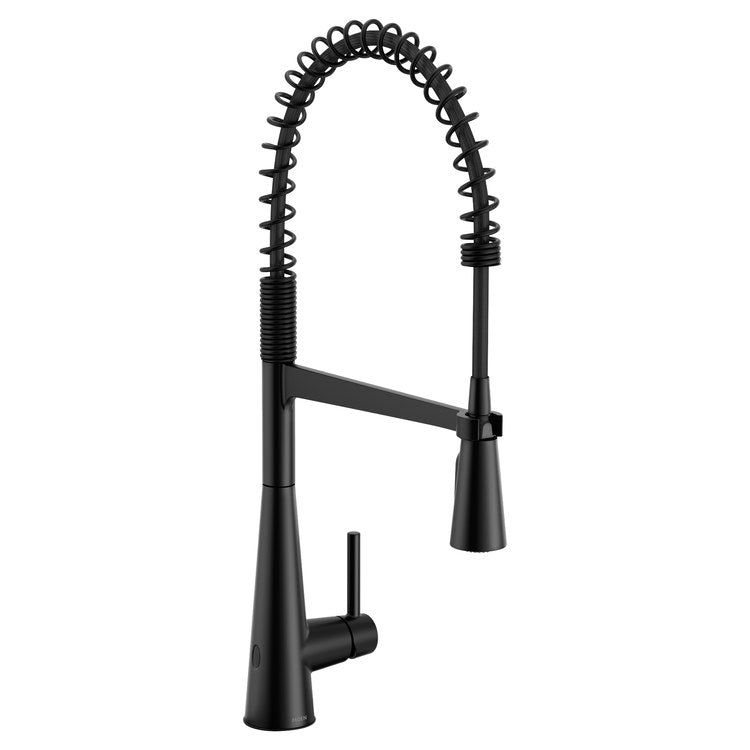 Kitchen Faucet Sleek Touchless Pre-Rinse Spring with Deck Plate 1 Lever ADA CALGreen Matte Black High Arc 1/3 Hole PowerClean/MotionSense Wave 1.5 Gallons per Minute - Image 1