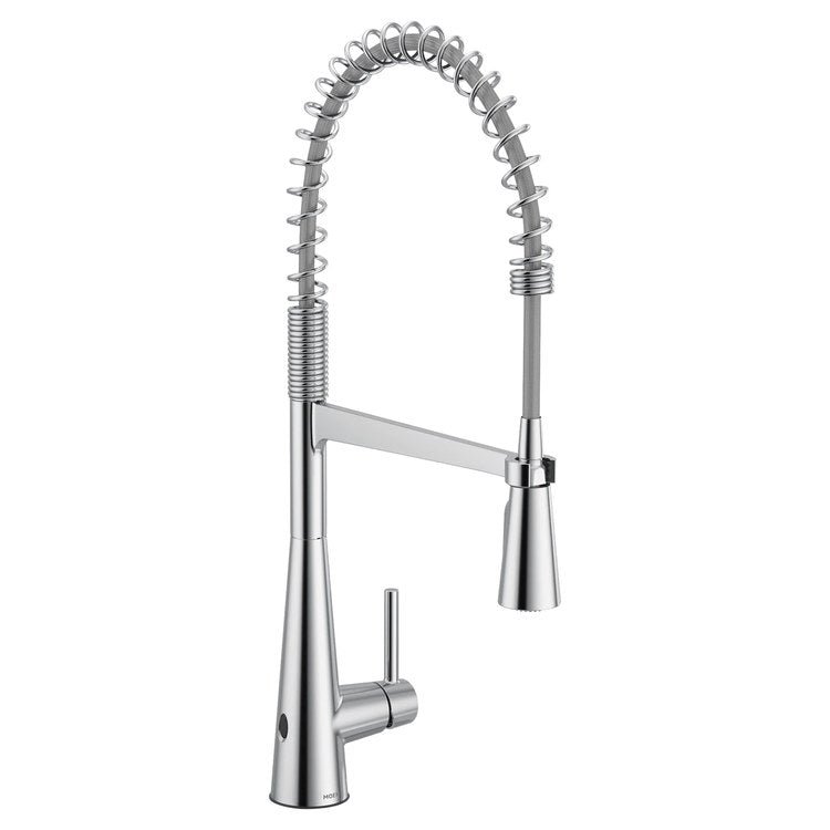 Kitchen Faucet Sleek Touchless Pre-Rinse Spring with Deck Plate 1 Lever ADA CALGreen Chrome High Arc 1/3 Hole PowerClean/MotionSense Wave 1.5 Gallons per Minute - Image 1