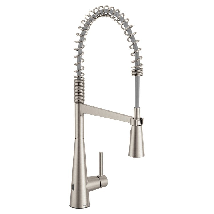 Kitchen Faucet Sleek Touchless Pre-Rinse Spring with Deck Plate 1 Lever ADA CALGreen Spot Resist Stainless High Arc 1/3 Hole PowerClean/MotionSense Wave 1.5 Gallons per Minute - Image 1