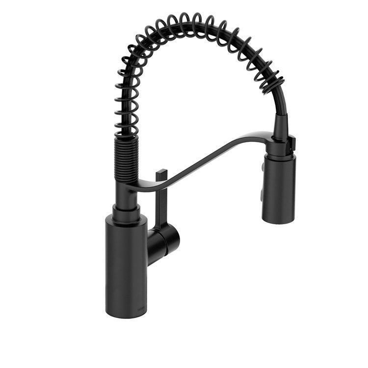 Kitchen Faucet Genta LX Pre-Rinse Spring with Deck Plate 1 Lever ADA CALGreen Matte Black High Arc 1/3 Hole PowerBoost 1.5 Gallons per Minute - Image 1