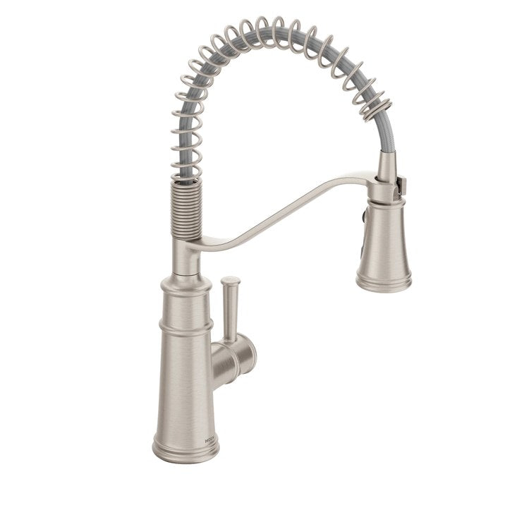 Kitchen Faucet Belfield Pre-Rinse Spring with Deck Plate 1 Lever ADA CALGreen Spot Resist Stainless High Arc 1/3 Hole PowerBoost 1.5 Gallons per Minute - Image 1