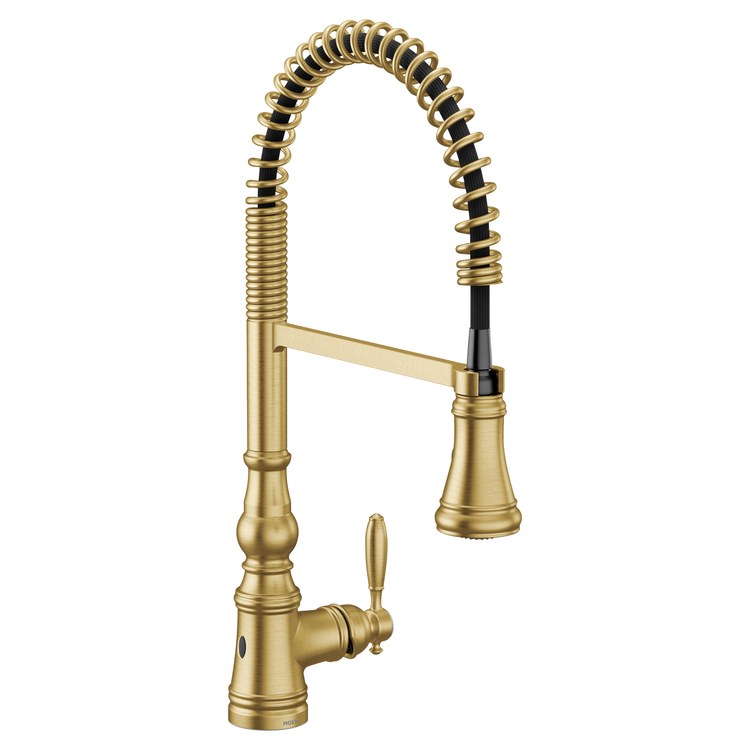 Kitchen Faucet Weymouth Touchless Pre-Rinse Spring 1 Lever ADA CALGreen Brushed Gold High Arc 1/3 Hole PowerBoost/MotionSense Wave 1.5 Gallons per Minute - Image 1