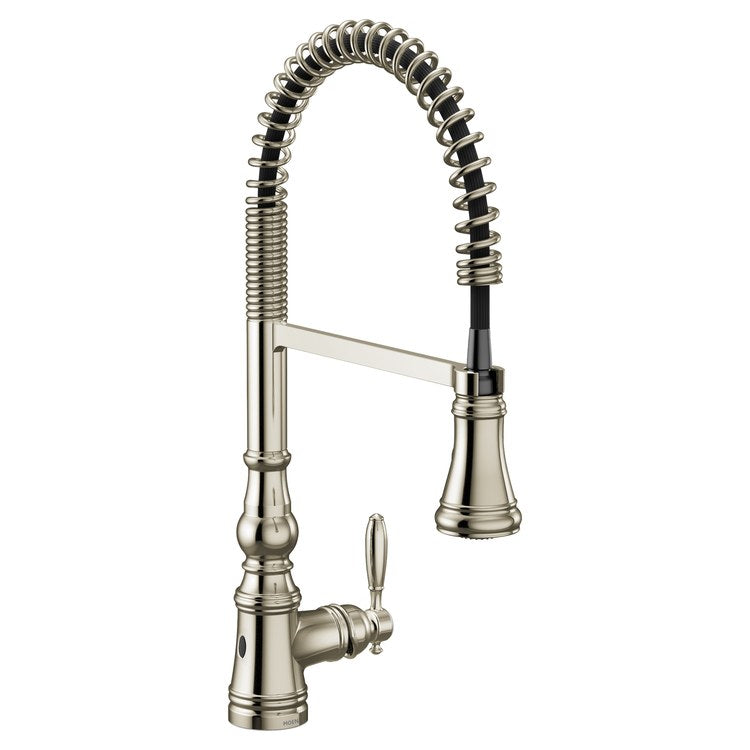 Kitchen Faucet Weymouth Touchless Pre-Rinse Spring 1 Lever ADA CALGreen Polished Nickel High Arc 1/3 Hole PowerBoost/MotionSense Wave 1.5 Gallons per Minute - Image 1