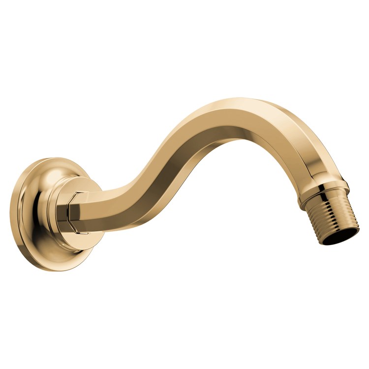 Shower Arm Beauclere with Flange Brilliance Polished Gold 1/2 IN NPT Brass Wall Mount - Image 1
