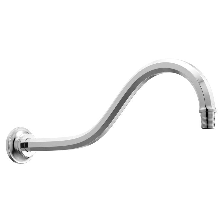 Shower Arm Beauclere with Flange Polished Chrome 16 Inch 1/2 IN 14 NPT Brass Wall Mount - Image 1