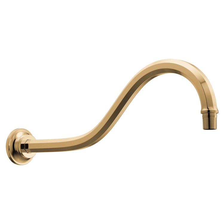 Shower Arm Beauclere with Flange Brilliance Polished Gold 16 Inch 1/2 IN 14 NPT Brass Wall Mount - Image 1