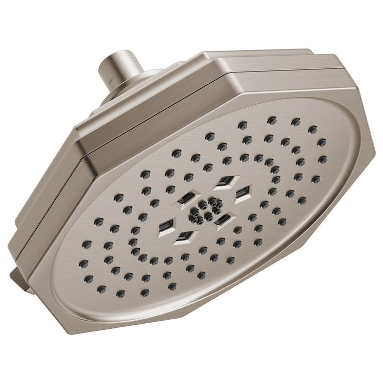 Showerhead Beauclere 4 Functions H2OKinetic Brilliance Luxe Nickel 8 Inch 1.75 Gallons per Minute Round Wall Mount - Image 1