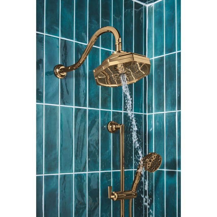 Showerhead Beauclere 4 Functions H2OKinetic Brilliance Polished Gold 8 Inch 1.75 Gallons per Minute Round Wall Mount - Image 3