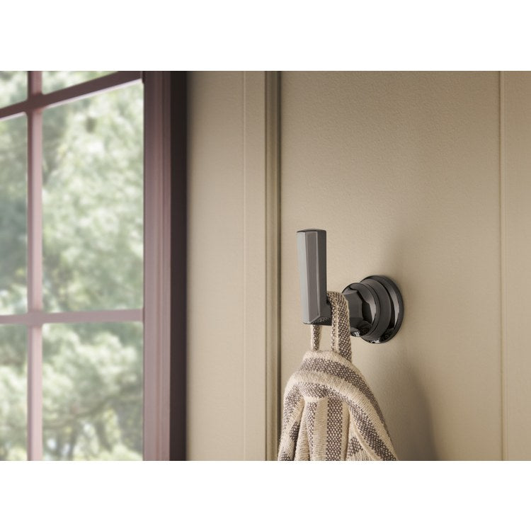 Robe Hook Beauclere Single Brilliance Black Onyx 3 Inch Wall Mount Metal - Image 2