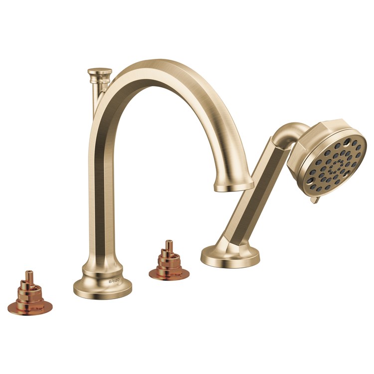 Roman Tub Trim Beauclere with Handshower Less Handle Brilliance Luxe Gold WaterSense ADA 10 to 16 Inch Spread 4 Hole for Rough-In R64707 - Image 1