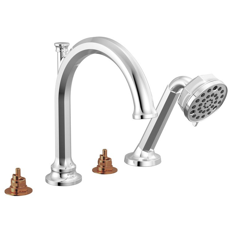 Roman Tub Trim Beauclere with Handshower Less Handle Polished Chrome WaterSense ADA 10 to 16 Inch Spread 4 Hole for Rough-In R64707 - Image 1