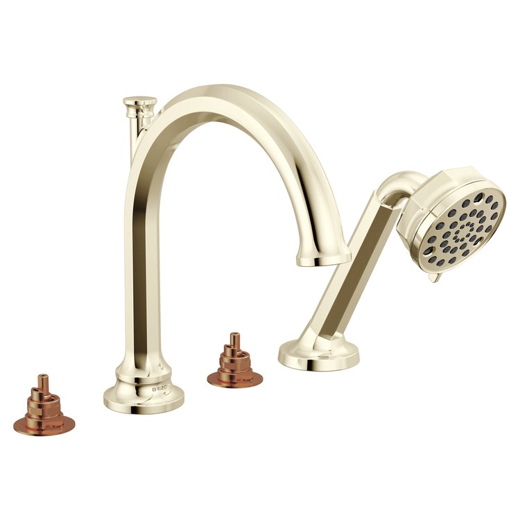 Roman Tub Trim Beauclere with Handshower Less Handle Brilliance Polished Nickel WaterSense ADA 10 to 16 Inch Spread 4 Hole for Rough-In R64707 - Image 1