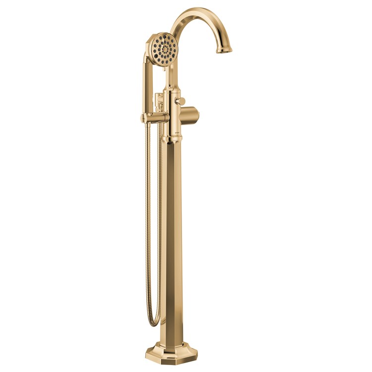 Tub Filler Trim Beauclere Freestanding Less Handle Brilliance Polished Gold WaterSense Round Single Function 15.5 Gallons per Minute - Image 1