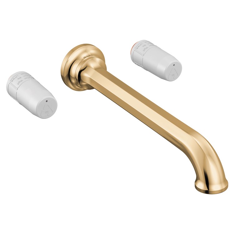 Tub Filler Trim Beauclere Two Handle Wall Mount Less Handles Brilliance Polished Gold ADA 8 Inch Spread 9.3 Gallons per Minute - Image 1