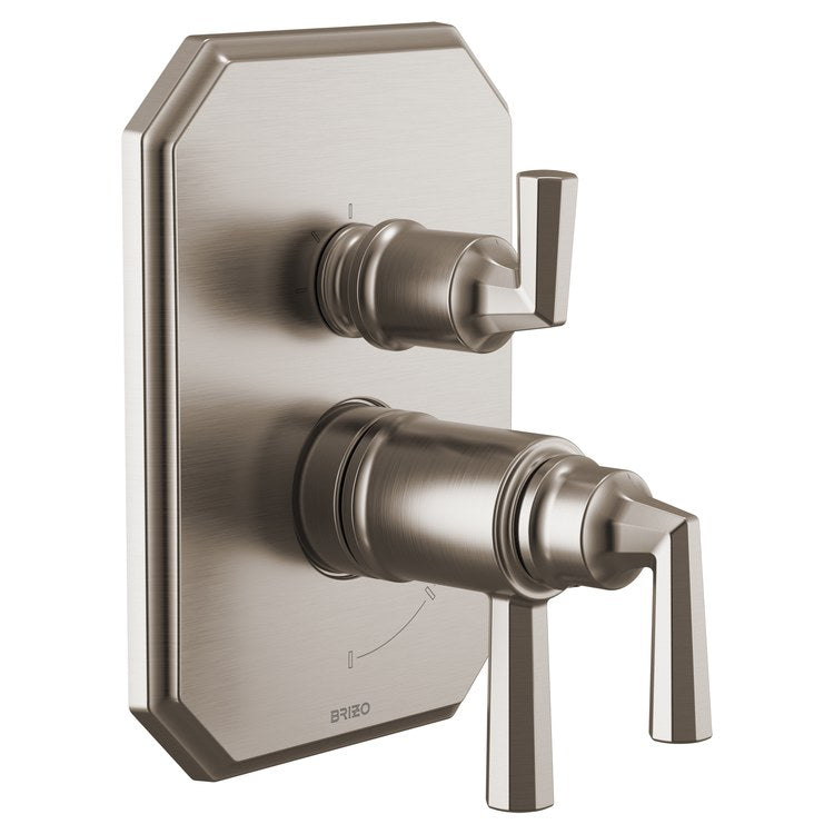 Thermostatic Valve Trim Beauclere TempAssure with Integrated 3 Function Diverter 3 Lever Brilliance Luxe Nickel ADA - Image 1