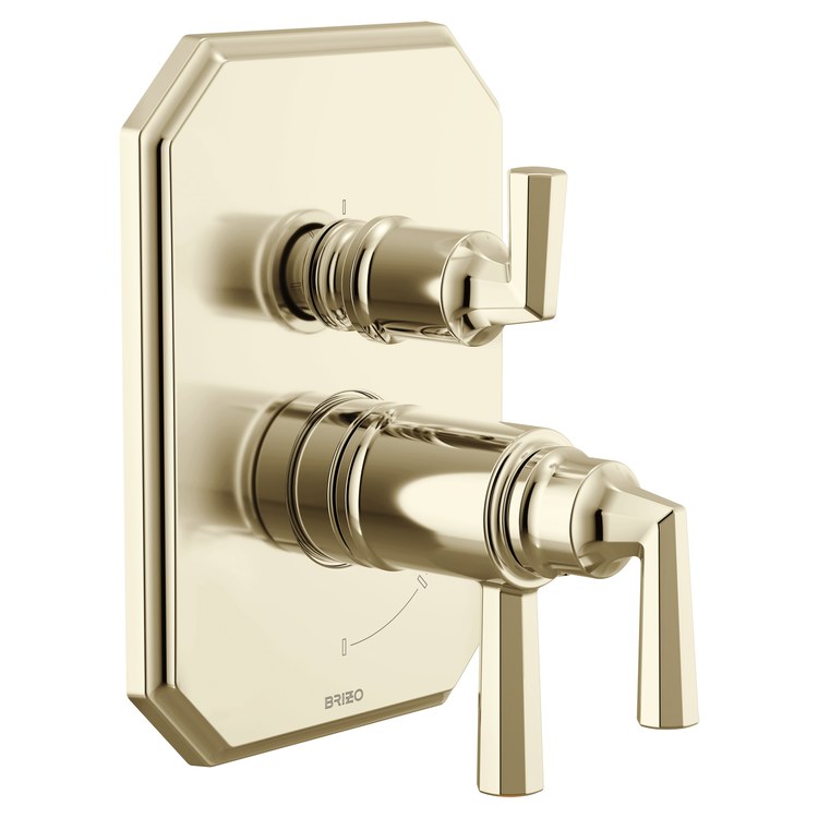 Thermostatic Valve Trim Beauclere TempAssure with Integrated 3 Function Diverter 3 Lever Brilliance Polished Nickel ADA - Image 1
