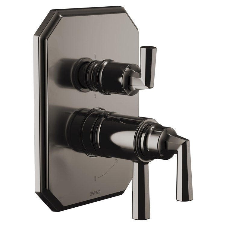 Thermostatic Valve Trim Beauclere TempAssure with Integrated 6 Function Diverter 3 Lever Brilliance Black Onyx ADA - Image 1