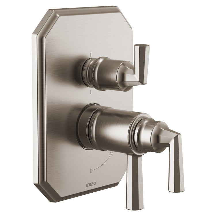 Thermostatic Valve Trim Beauclere TempAssure with Integrated 6 Function Diverter 3 Lever Brilliance Luxe Nickel ADA - Image 1