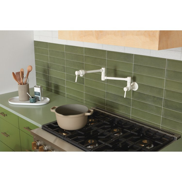 Pot Filler Jason Wu 2 Lever ADA Matte White 1 Hole Wall 4.0 Gallons per Minute - Image 2