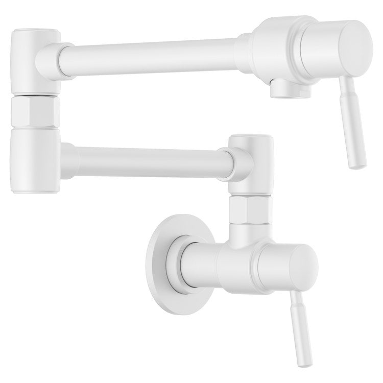 Pot Filler Jason Wu 2 Lever ADA Matte White 1 Hole Wall 4.0 Gallons per Minute - Image 1