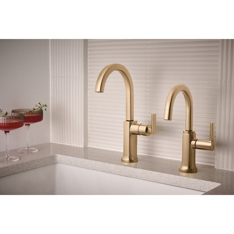 Hot Water Dispenser Kintsu Instant Faucet 1 Lever ADA Arc 360 DEG Swivel Lumicoat Luxe Gold - Image 2