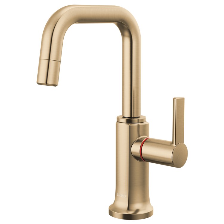 Hot Water Dispenser Kintsu Instant Faucet 1 Lever ADA Square 360 DEG Swivel Lumicoat Luxe Gold - Image 1