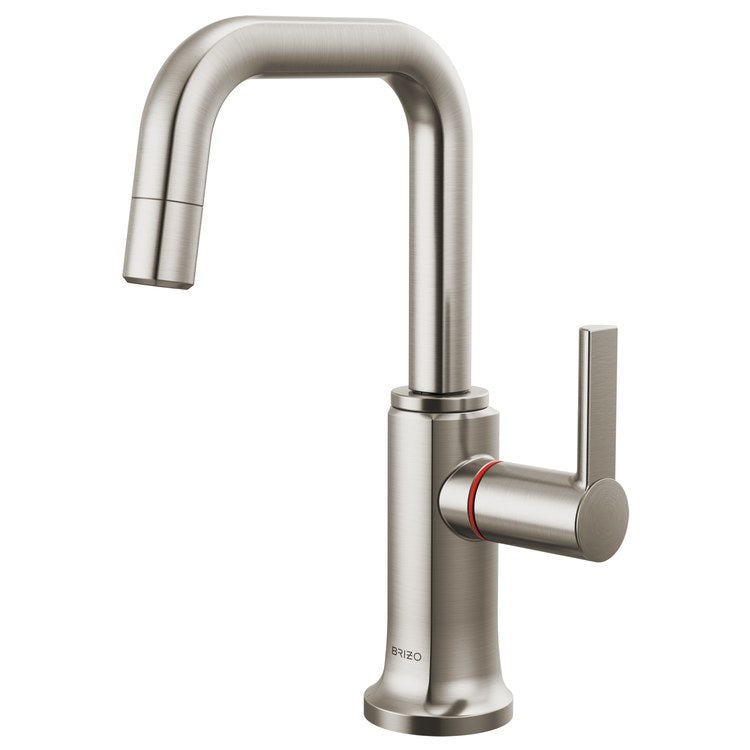 Hot Water Dispenser Kintsu Instant Faucet 1 Lever ADA Square 360 DEG Swivel Lumicoat Stainless - Image 1