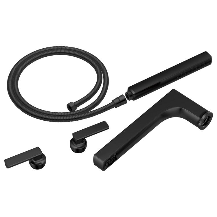 Tub Filler Kintsu Kit 8 Inch Spread 2 Lever WaterSense ADA Matte Black Deck/Floor/Wall Mount 10 Gallons per Minute - Image 1