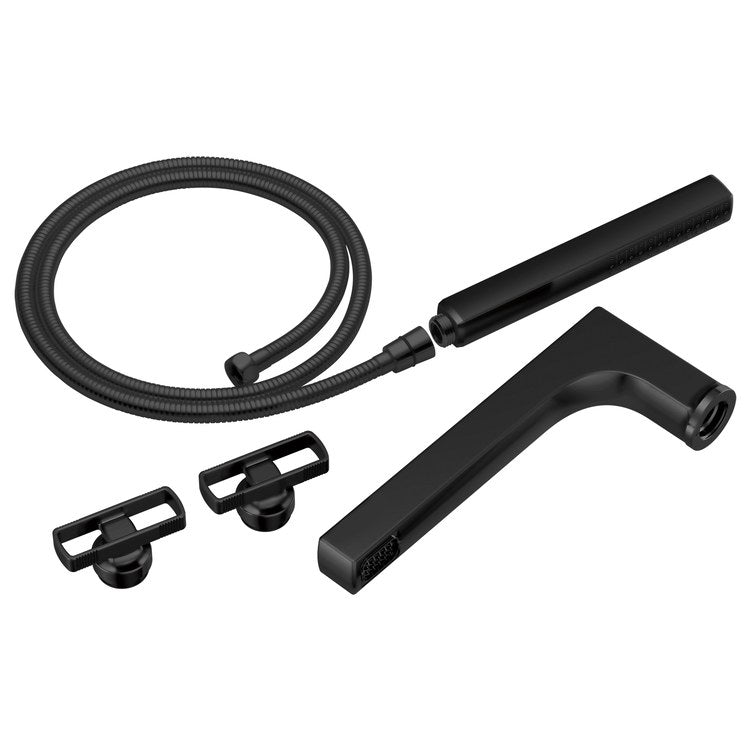 Tub Filler Kintsu Kit 8 Inch Spread 2 Knob WaterSense ADA Matte Black Deck/Floor/Wall Mount 10 Gallons per Minute - Image 1