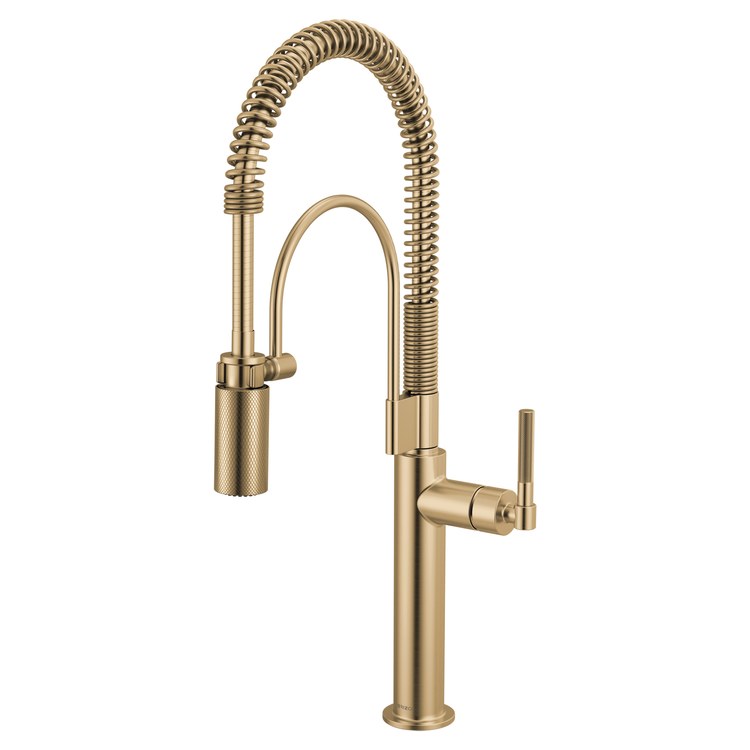 Kitchen Faucet Litze Semi Professional 1 Knurled Handle ADA Brilliance Luxe Gold Gooseneck 360 DEG Swivel 1 Hole 1.8 Gallons per Minute - Image 1
