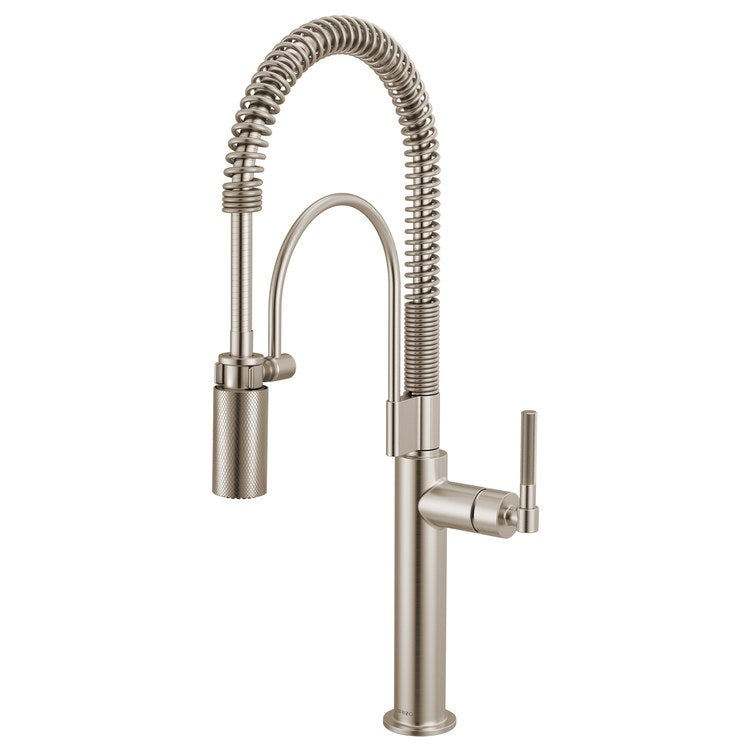 Kitchen Faucet Litze Semi Professional 1 Knurled Handle ADA Brilliance Stainless Gooseneck 360 DEG Swivel 1 Hole 1.8 Gallons per Minute - Image 1