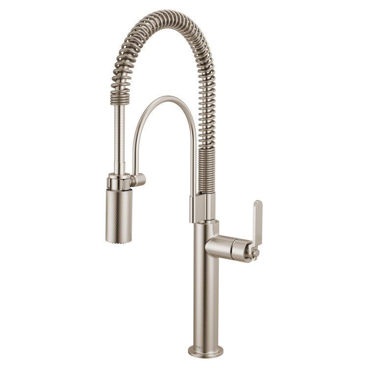 Kitchen Faucet Litze Semi Professional 1 Industrial Handle ADA Brilliance Stainless Gooseneck 360 DEG Swivel 1 Hole 1.8 Gallons per Minute - Image 1