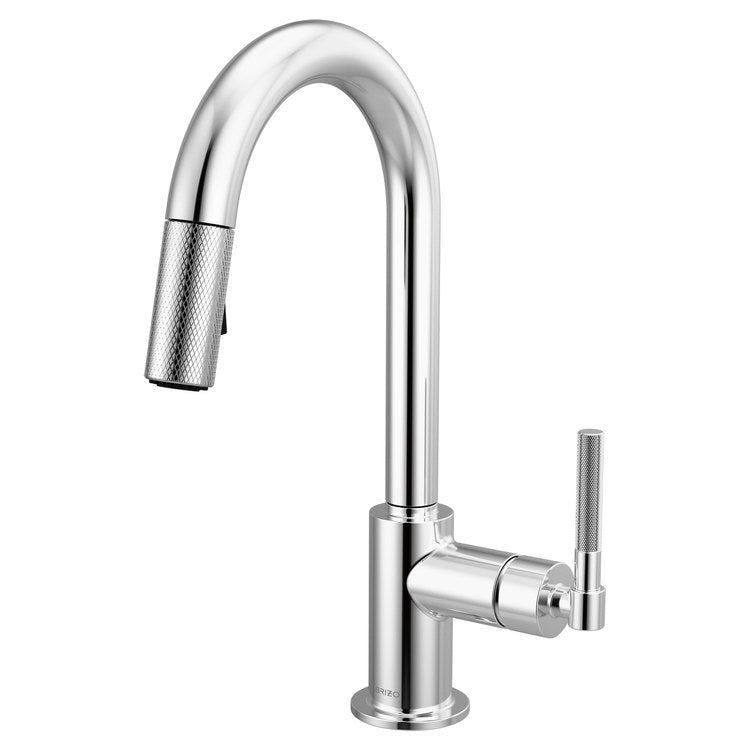Prep Faucet Litze 1 Knurled Handle ADA Polished Chrome Pull Down Dual Function Arc 360 DEG Swivel 1.8 Gallons per Minute - Image 1