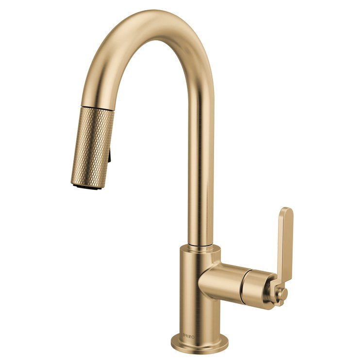 Prep Faucet Litze 1 Industrial Handle ADA Brilliance Luxe Gold Pull Down Dual Function Arc 360 DEG Swivel 1.8 Gallons per Minute - Image 1