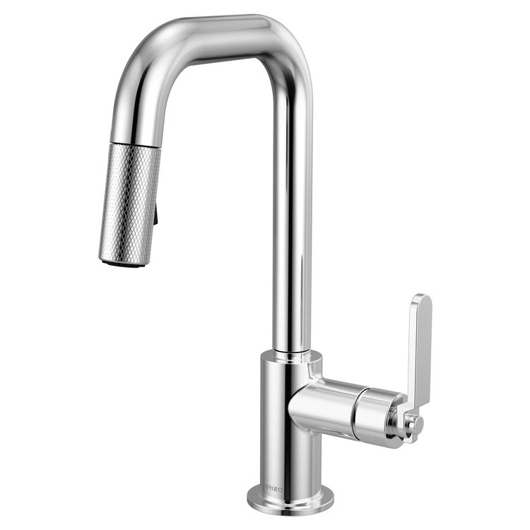 Prep Faucet Litze 1 Industrial Handle ADA Polished Chrome Pull Down Dual Function Square 360 DEG Swivel 1.8 Gallons per Minute - Image 1