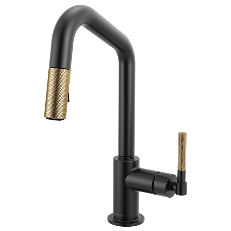 Prep Faucet Litze 1 Knurled Handle ADA Matte Black/Brilliance Luxe Gold Pull Down Dual Function Angle 360 DEG Swivel 1.8 Gallons per Minute - Image 1