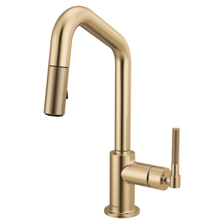 Prep Faucet Litze 1 Knurled Handle ADA Brilliance Luxe Gold Pull Down Dual Function Angle 360 DEG Swivel 1.8 Gallons per Minute - Image 1