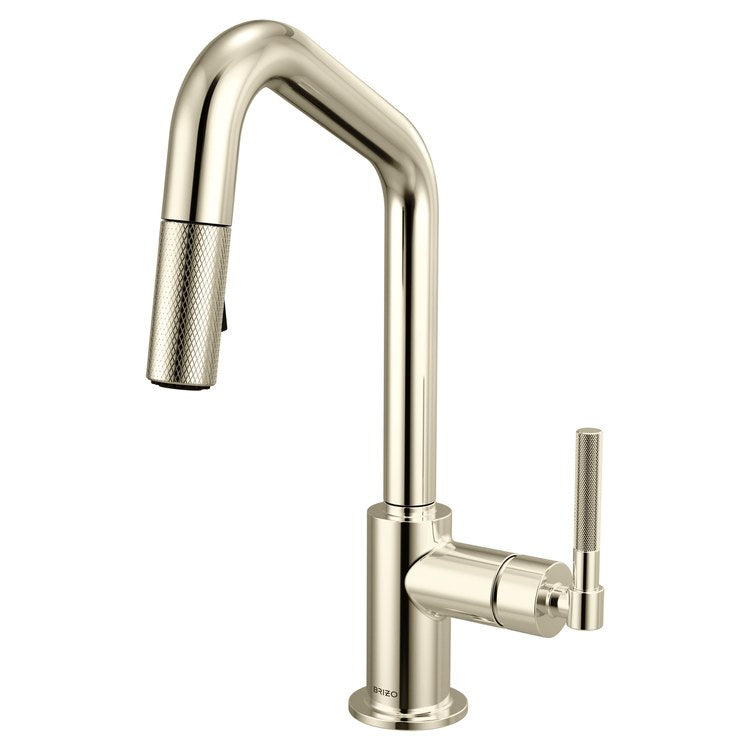 Prep Faucet Litze 1 Knurled Handle ADA Brilliance Polished Nickel Pull Down Dual Function Angle 360 DEG Swivel 1.8 Gallons per Minute - Image 1