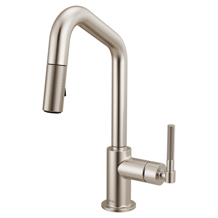 Prep Faucet Litze 1 Knurled Handle ADA Brilliance Stainless Pull Down Dual Function Angle 360 DEG Swivel 1.8 Gallons per Minute - Image 1