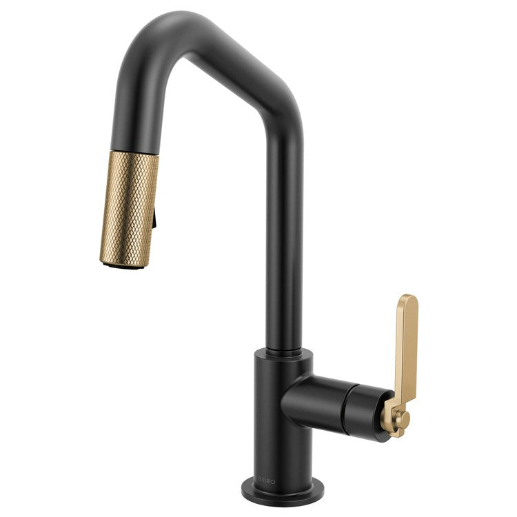 Prep Faucet Litze 1 Industrial Handle ADA Matte Black/Brilliance Luxe Gold Pull Down Dual Function Angle 360 DEG Swivel 1.8 Gallons per Minute - Image 1
