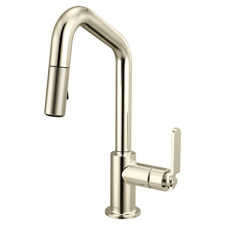 Prep Faucet Litze 1 Industrial Handle ADA Brilliance Polished Nickel Pull Down Dual Function Angle 360 DEG Swivel 1.8 Gallons per Minute - Image 1
