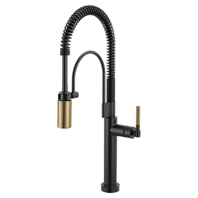 Kitchen Faucet Litze Smarttouch Semi Professional 1 Knurled Handle ADA Matte Black/Brilliance Luxe Gold Gooseneck 360 DEG Swivel 1 Hole SmartTouch Technology with TempID 1.8 Gallons per Minute - Image 1