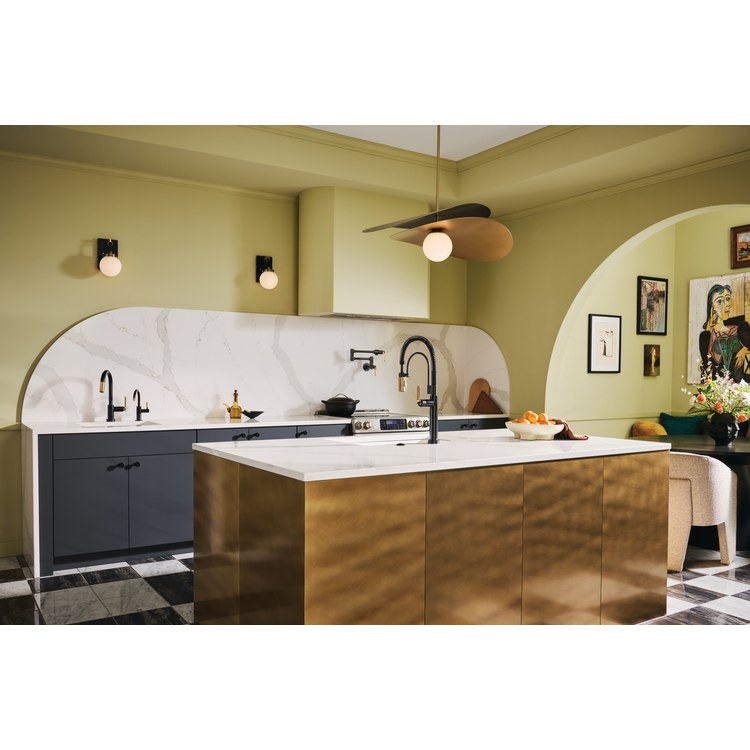 Kitchen Faucet Litze Smarttouch Semi Professional 1 Industrial Handle ADA Matte Black/Brilliance Luxe Gold Gooseneck 360 DEG Swivel 1 Hole TempID 1.8 Gallons per Minute - Image 3