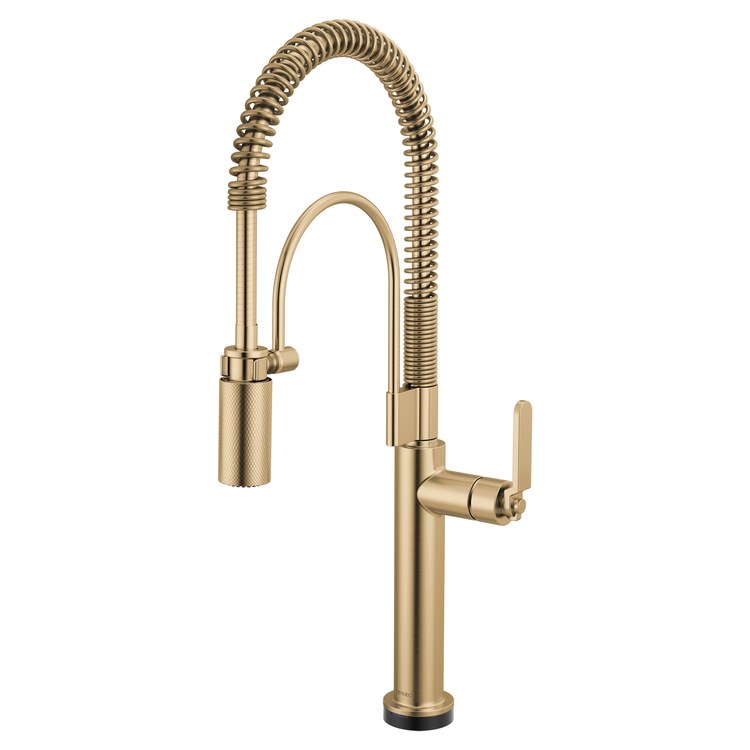 Kitchen Faucet Litze Smarttouch Semi Professional 1 Industrial Handle ADA Brilliance Luxe Gold Gooseneck 360 DEG Swivel 1 Hole TempID 1.8 Gallons per Minute - Image 1