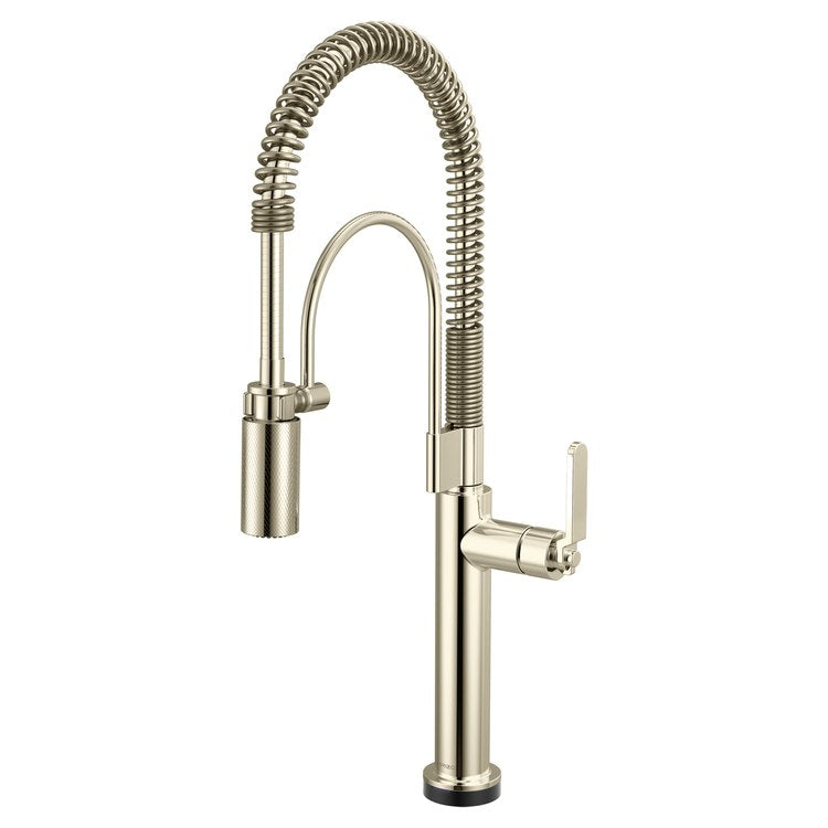 Kitchen Faucet Litze Smarttouch Semi Professional 1 Industrial Handle ADA Brilliance Polished Nickel Gooseneck 360 DEG Swivel 1 Hole TempID 1.8 Gallons per Minute - Image 1